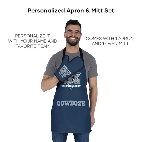 Dallas Cowboys NFL Team Personalized BBQ Grilling Apron & Mitt Purchase as a set or separately