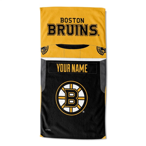 Boston Bruins Personalized Jersey Beach Towel 30"W x 60"L