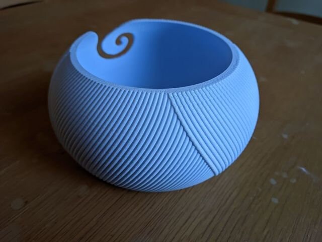 JubileeYarn Bamboo Yarn Bowl With Lid - Tiger Stripe, Holds Skein, 5" Diameter, 2 Needle Holes