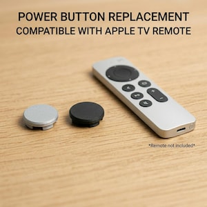 Botão liga/desliga de reposição compatível com o controle remoto Siri da Apple TV - Conjunto com 3 unidades - Prateado ou Preto