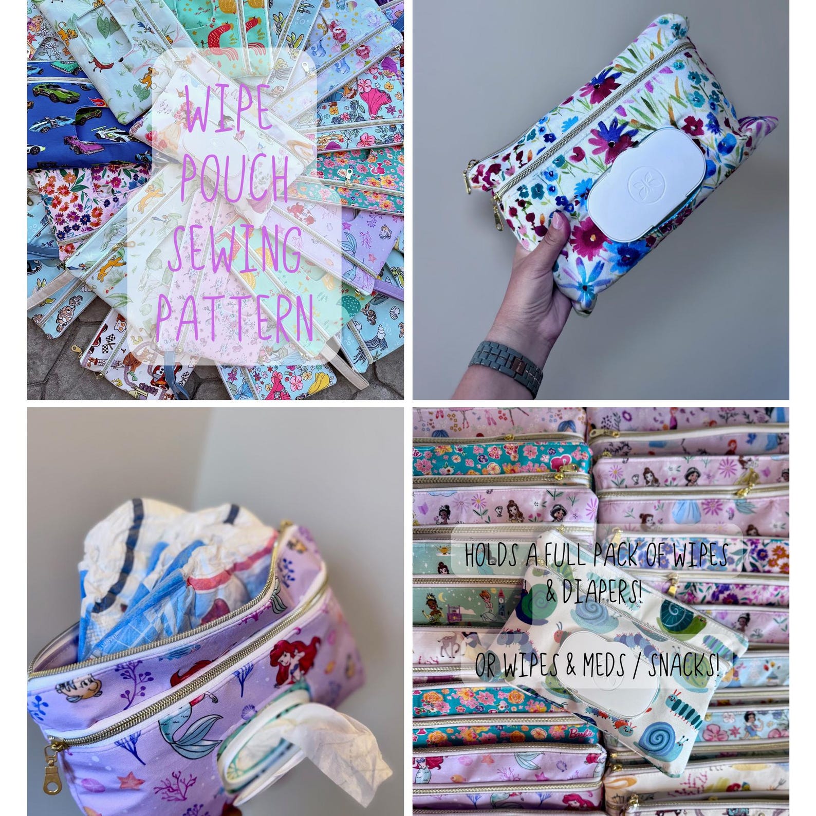 Wipe Pouch Sewing Pattern: Diaper & Snack Bag (PDF Pattern) Perfect ...