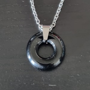 Collar de piedra natural en Obsidiana negra trae buena suerte