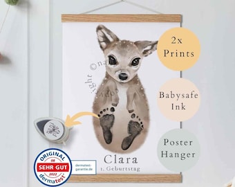 Baby Gift Personalized, Footprint Set, Wall Picture Baby & Nursery Animals, Deer