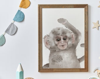 Poster voor kinderkamers en babykamers * Portretfoto's dieren * Kinderkamerdecoratie aapjes