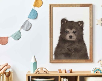 Póster para habitación infantil y habitación de bebé * Cuadros de retratos animales * Decoración habitación infantil oso