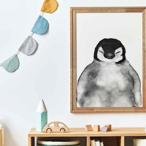 Póster para habitación infantil y habitación de bebé *Cuadros de retratos animales *Decoración habitación infantil pingüino