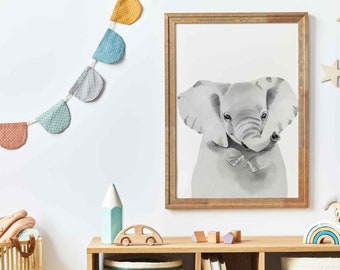 Poster voor kinderkamers en babykamers * Portretfoto's dieren * Kinderkamerdecoratie olifant