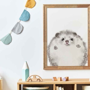 Póster para habitación infantil y habitación de bebé * Cuadros de retratos de animales * Cuadro de erizo de pared decorativo para habitación infantil