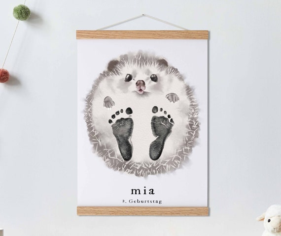 Regalo para bebé personalizado, set de huellas, cuadro de pared para  habitación de bebé y niños, animales, erizo -  México