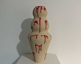 Tall Ceramic Vase | Red Ceramic Vase | Handmade Tall Sculpture