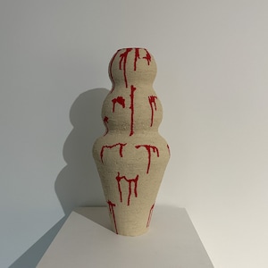 Tall Ceramic Vase | Red Ceramic Vase | Handmade Tall Sculpture