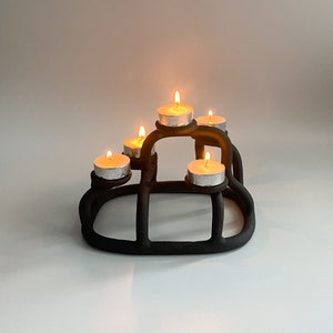 Black Candle Holder Handmade T Light Holder Black Candle Holder Handmade Candle Holder Ceramic Candle Holder image 1