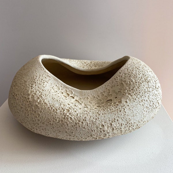 Handmade Ceramic Vase | Textured Vase | Design Vase | Home Decor | White Ceramic Vase | Beije Ceramic Vase | Abstract Vase | Ceramic Vessel