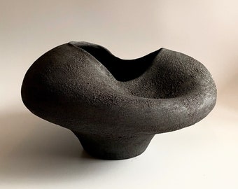 Black Ceramic Vase | Handmade Ceramic Vase | Textured Vase | Design Vase | Ceramic Vessel | Scandinavian Style | Modern Ceramic Decor |