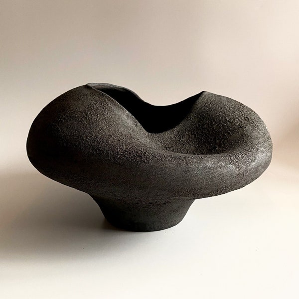 Black Ceramic Vase | Handmade Ceramic Vase | Textured Vase | Design Vase | Ceramic Vessel | Scandinavian Style | Modern Ceramic Decor |