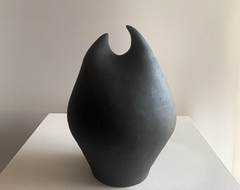 Black  Ceramic Sculpture | Handmade Sculpture | Black Sculpture | Abstract Vase