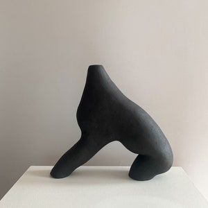 Black Ceramic Sculpture | Handmade Sculpture | Black Sculpture | Abstract Vase | Minimal Ceramic Vase