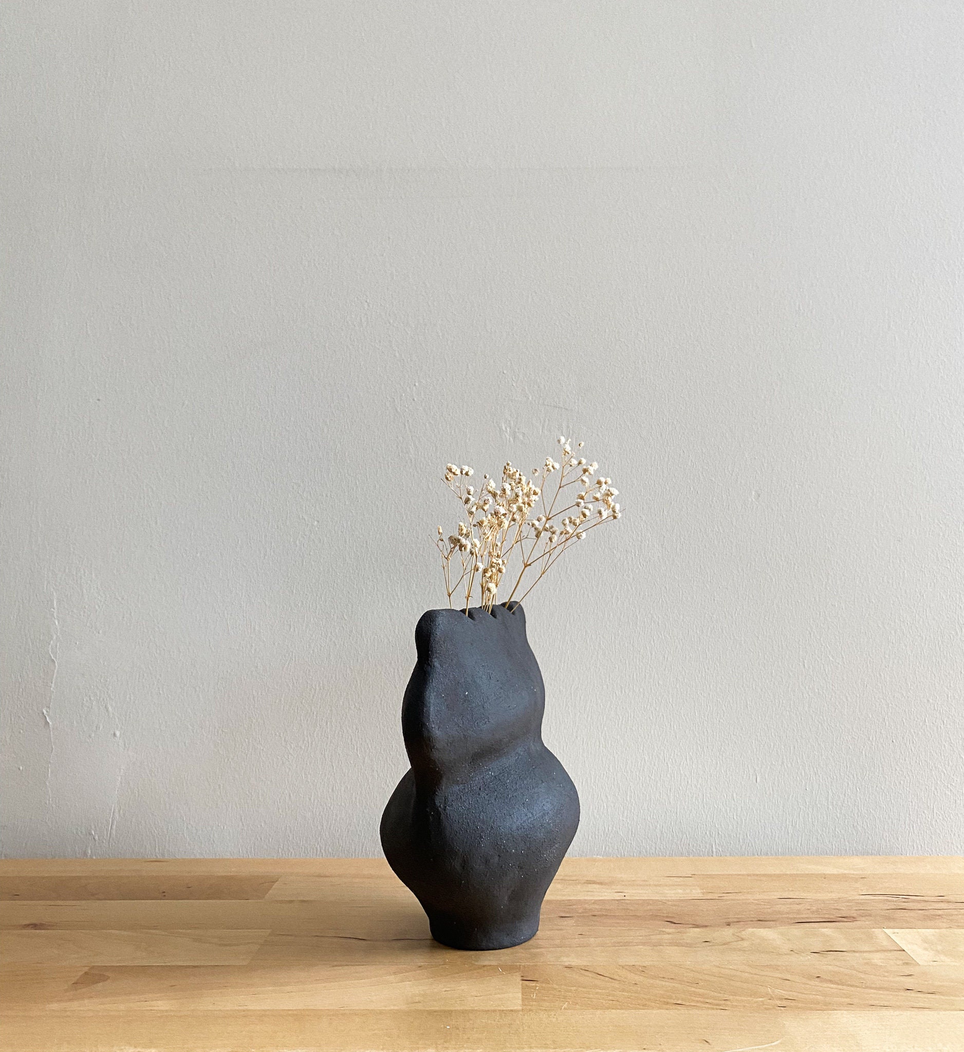 Black Vase for Flowers Black Vase Ceramic Minimal Vase | Etsy