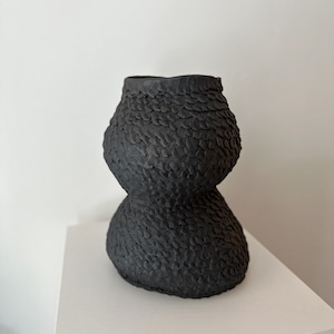 Black Ceramic Vase | Handmade Ceramic Vase | Textured Vase | Design Vase | Home Decor  | Ceramic Vessel | Unique Vase |
