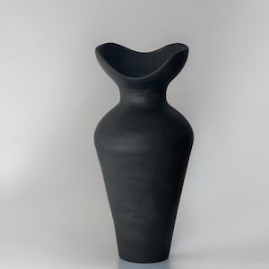 Handmade Black Ceramic Sculpture: Abstract Vase