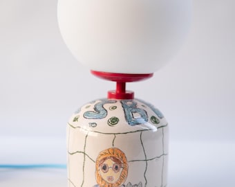 Handbemalte Keramik-Tischlampe für beste Freundinnen, farbenfrohe Freundschaftslampe, ausgefallene Deko für gute Laune