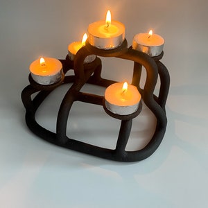 Black Candle Holder Handmade T Light Holder Black Candle Holder Handmade Candle Holder Ceramic Candle Holder image 9