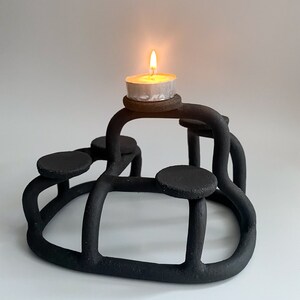 Black Candle Holder Handmade T Light Holder Black Candle Holder Handmade Candle Holder Ceramic Candle Holder image 3