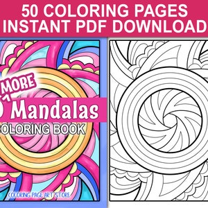 50 MORE Mandalas Coloring Book | 50 Printable Coloring Pages | Instant Download PDF