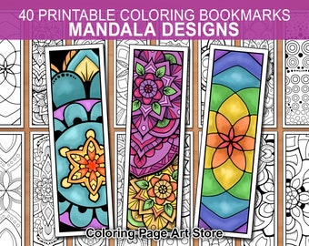Printable Coloring Bookmarks | Mandala Bookmarks | Bookmarks for kids and teens | Bookmarks for Adults | Printable Coloring Pages