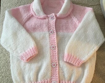 Hand Knitted Cardigan to Fit 3-6 Month Old Baby Girl