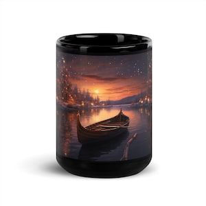 Cute Landscape Art Black Glossy Mug Pottery Mug Coffee Mug Groomsmen Bachelorette Party Tea Cup Bridesmaid Proposal