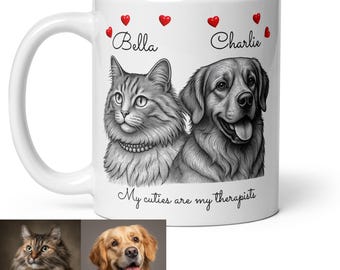 Custom Photo Pets Coffee Mug - Funny Cat Teacher 20oz Tumbler Pet Photo Memorial Espresso Travel Back to School Ceramic Cup Kitty Latte Mug