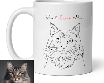 Custom Photo Cat Mom Dad Coffee Mug - 20oz Tumbler Teacher Pottery Ceramic Pet Tea Cup Cat Lover   Gift For Women Bengal Siamese Persian Cat