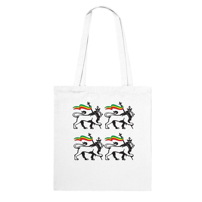 Rasta Tote Shoulder Bag - Cotton Lion Of Judah Hippie Bag In Green, Yellow, Red, Black | 12x15 Inches - View #4
