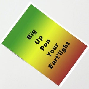 Rasta Earthlight Blessings verjaardagskaart, Jamaicaanse cultuur, gelukkige verjaardag rastafari, Big Up Pon Your Eart'light grappig jargon humor cadeau