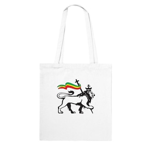 Lion Of Judah Tote Bag, Red Gold Green Gift, Rasta Gift, Rasta Lion Shopping Tote Bag, Jamaican Gift