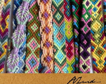 Braccialetti dell'amicizia Annodati a mano | Azteco | Braccialetti dell'amicizia annodati a mano | Tessuto | Macramè | Boho regolabile | Hippie | MicroMacramè