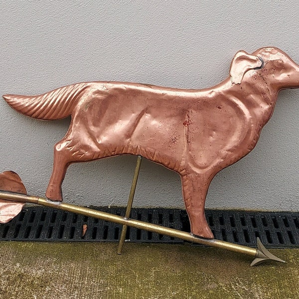 Vintage copper and brass dog weathervane topper/dog weathervane/copper weathervane/handmade weathervane