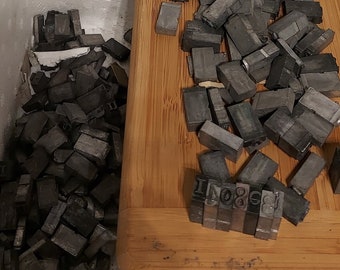 Mixed lead typeset in 1lb orders/lead letters/printers blocks/letterpress/old printing shop