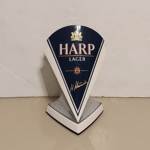 Vintage Harp lager beer stand display top top display/pokrowiec na pompę do piwa Harp/irish beer/irish pub/domowy bar/stylowy stojak reklamowy na pompę do piwa