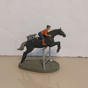 Vintage spelter metal horse and jockey table lighter/equestrian table lighter/