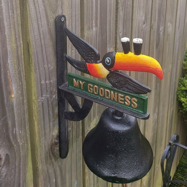 Cast iron Guinness toucan home bar bell/my goodness my guinness bell/last orders bar bell/irish guinness gift/guinness toucan/last orders