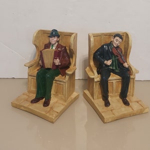 Traditional irish musician figurine bookends/irish bar snug musicians/irish pub display figures/irish fiddle player/irish accordion/music