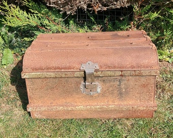 Large Antique Old metal trunk