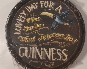 Vintage Style Guinness Toucan Barrel Lid - Home Bar Decor