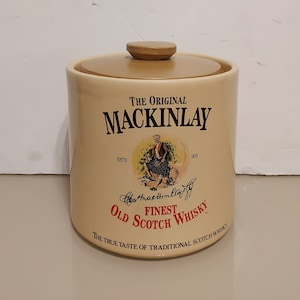 Oryginalny stary ceramiczny pojemnik na szkocką whisky Mackinlay z lat 70. XX wieku, wiaderko na lód/wiaderko na lód/reklama szkockiej whisky