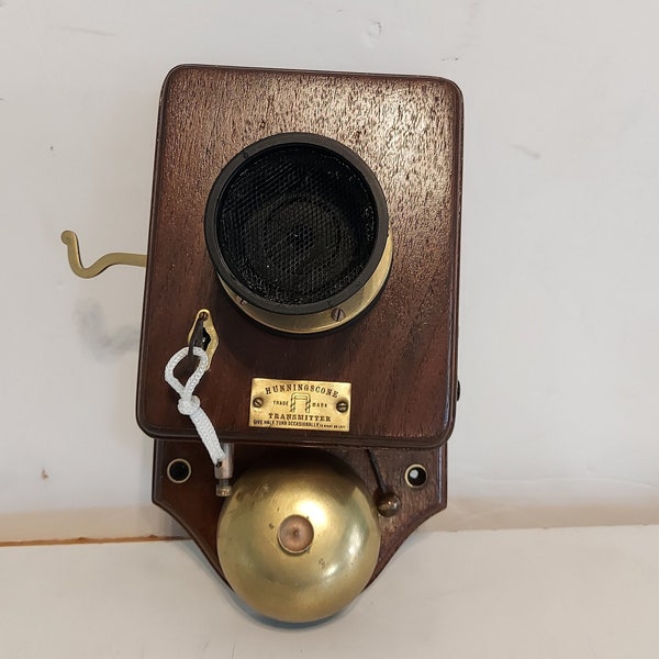 Original Antique Hunningscone phone transmitter circa 1920/old original phone/antique phone/period Hall phone