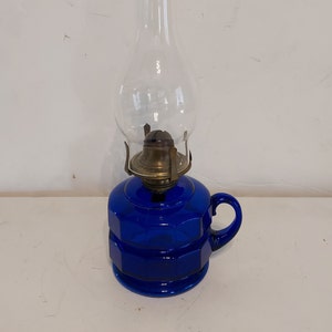 Bristol blue glass oil finger lamp/blue lamp/victorian lighting/