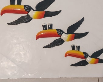 Vintage Style Resin Flying Guinness Toucans, Set of 3