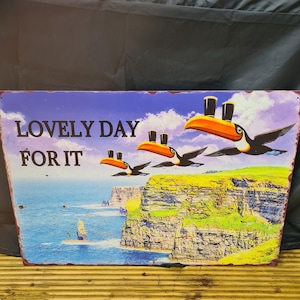 Extra Large Guinness flying toucans metal wall sign/